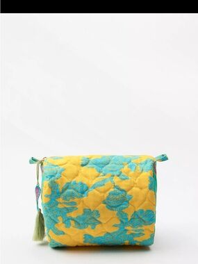Zara Quilted Yellow Floral Cosmetic Pouch